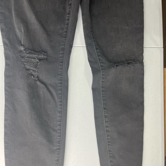 Madewell Over the Belly Distressed Raw Hem Black Sea Skinny Maternity Jean sz 30 - Picture 7 of 15